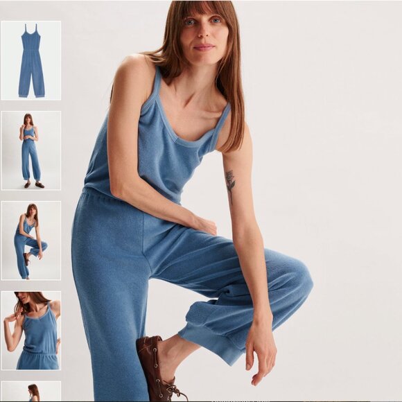Suzie Kondi, The Giorgi Tank Jumpsuit in Terry, French Blue, L - Picture 1 of 12